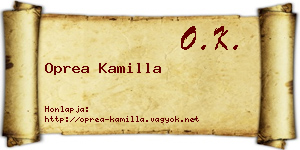 Oprea Kamilla névjegykártya